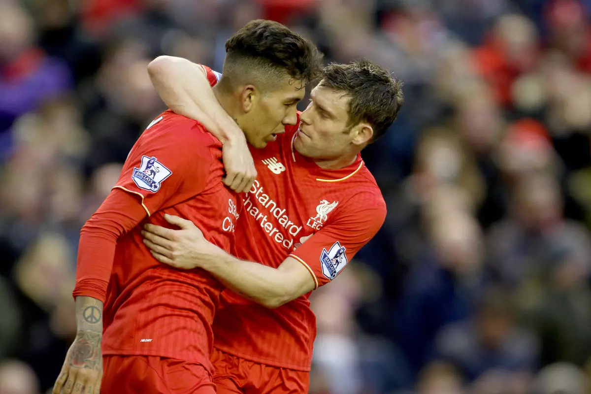 James Milner and Roberto Firmino of Liverpool Feb 2016