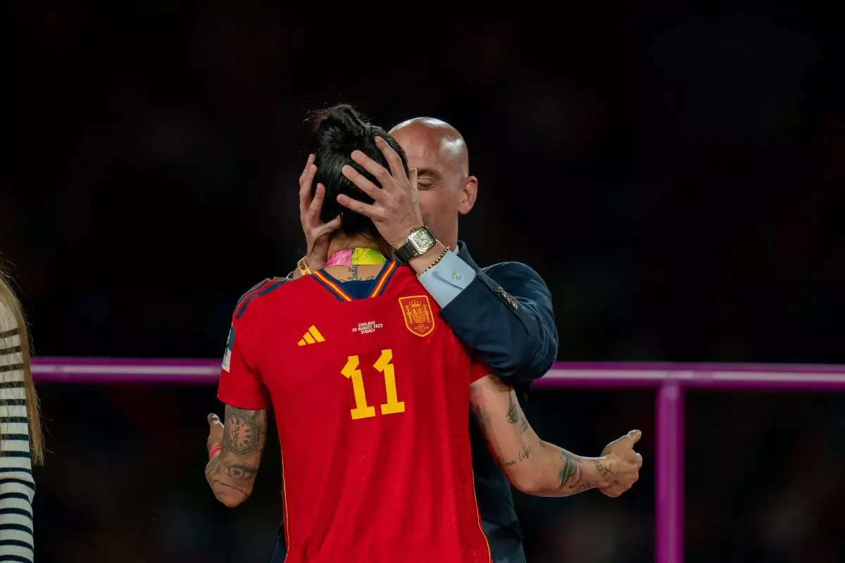 Jenni Hermoso is kissed by president of the RFEF Luis Rubiales during the FIFA Womens World Cup 2023 - Aug 2023