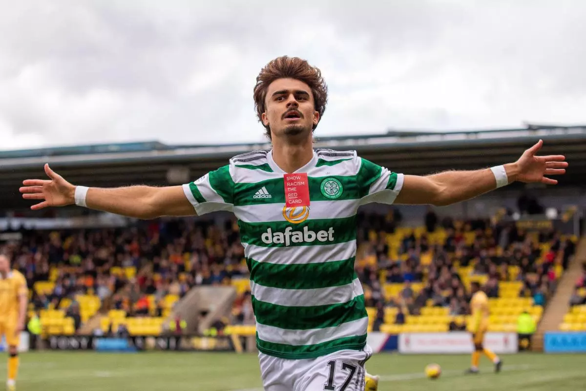 Joao Pedro Neves Filipe Jota of Celtic celebrates after he scored