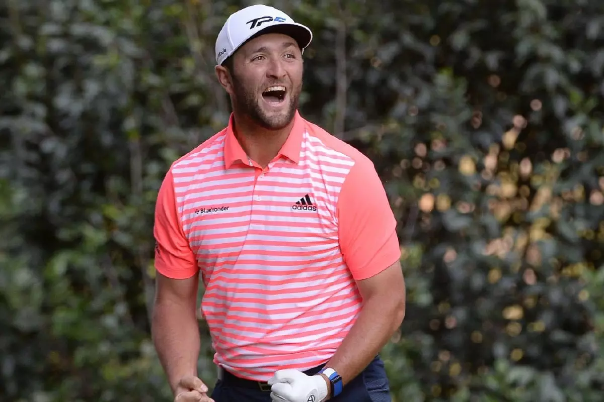 Jon Rahm celebrates