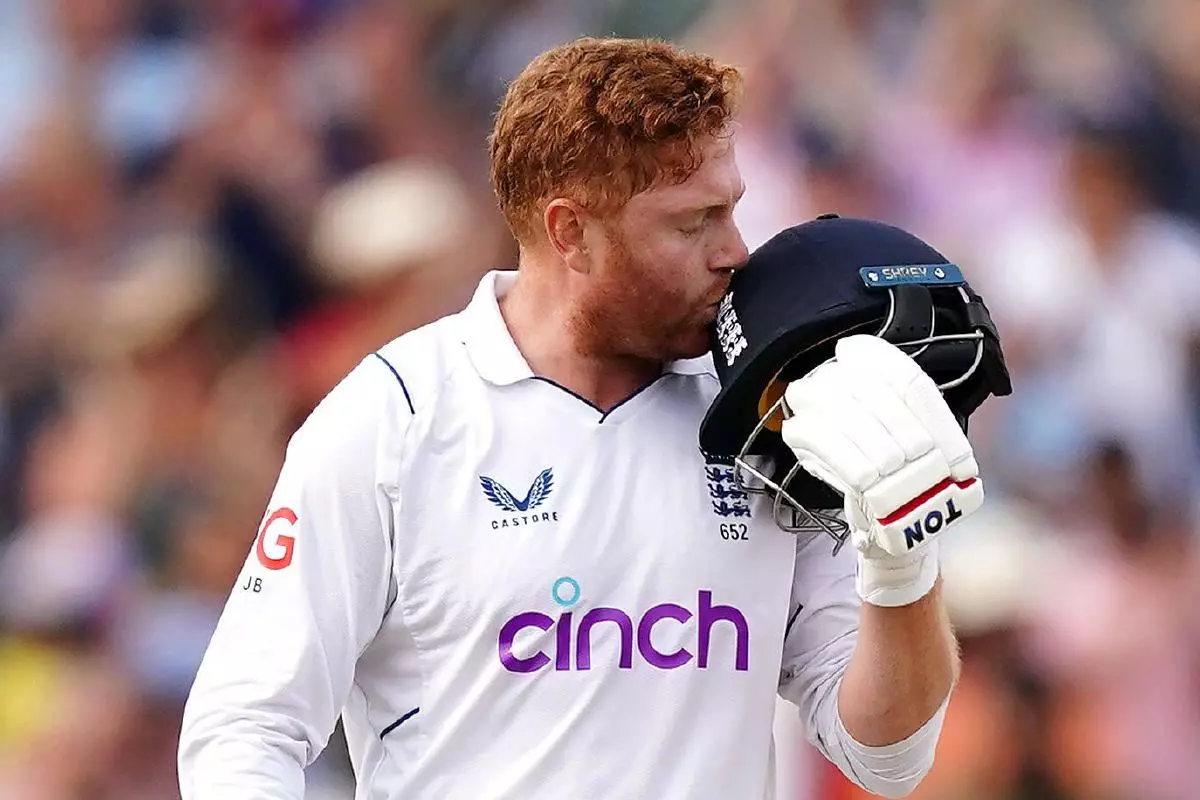 Jonny Bairstow celebrates his century at Trent Bridge in the 2nd Test