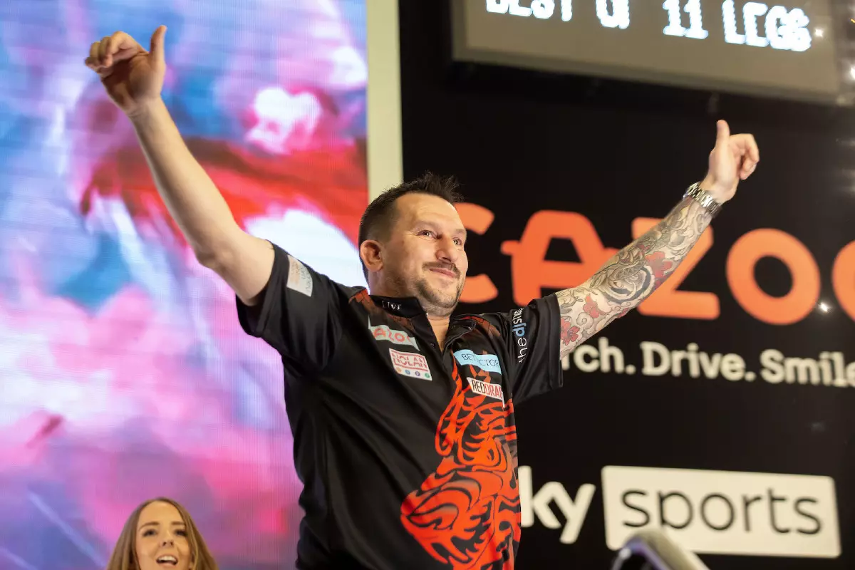 Jonny Clayton celebrates