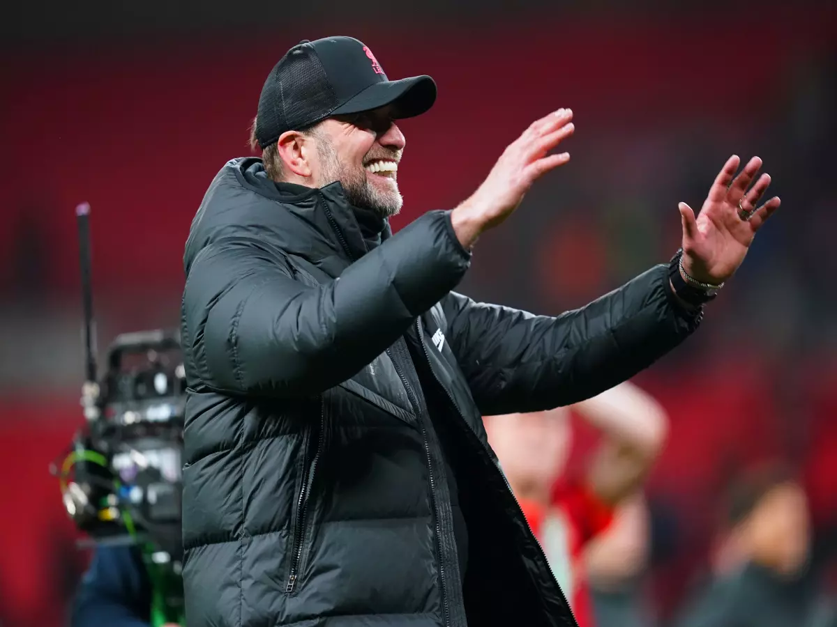 Liverpool manager Jurgen Klopp celebrates after winning the Carabao Cup final at Wembley Stadium, London. Picture date: Sunday 27th February, 2022