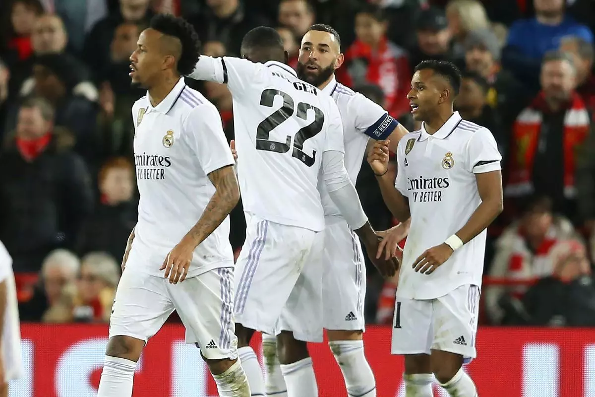 Karim Benzema of Real Madrid celebrates