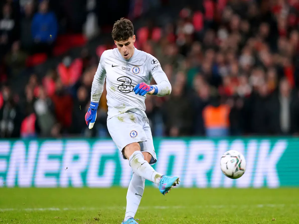 Kepa Arrizabalaga misses for Chelsea in the penalty shootout