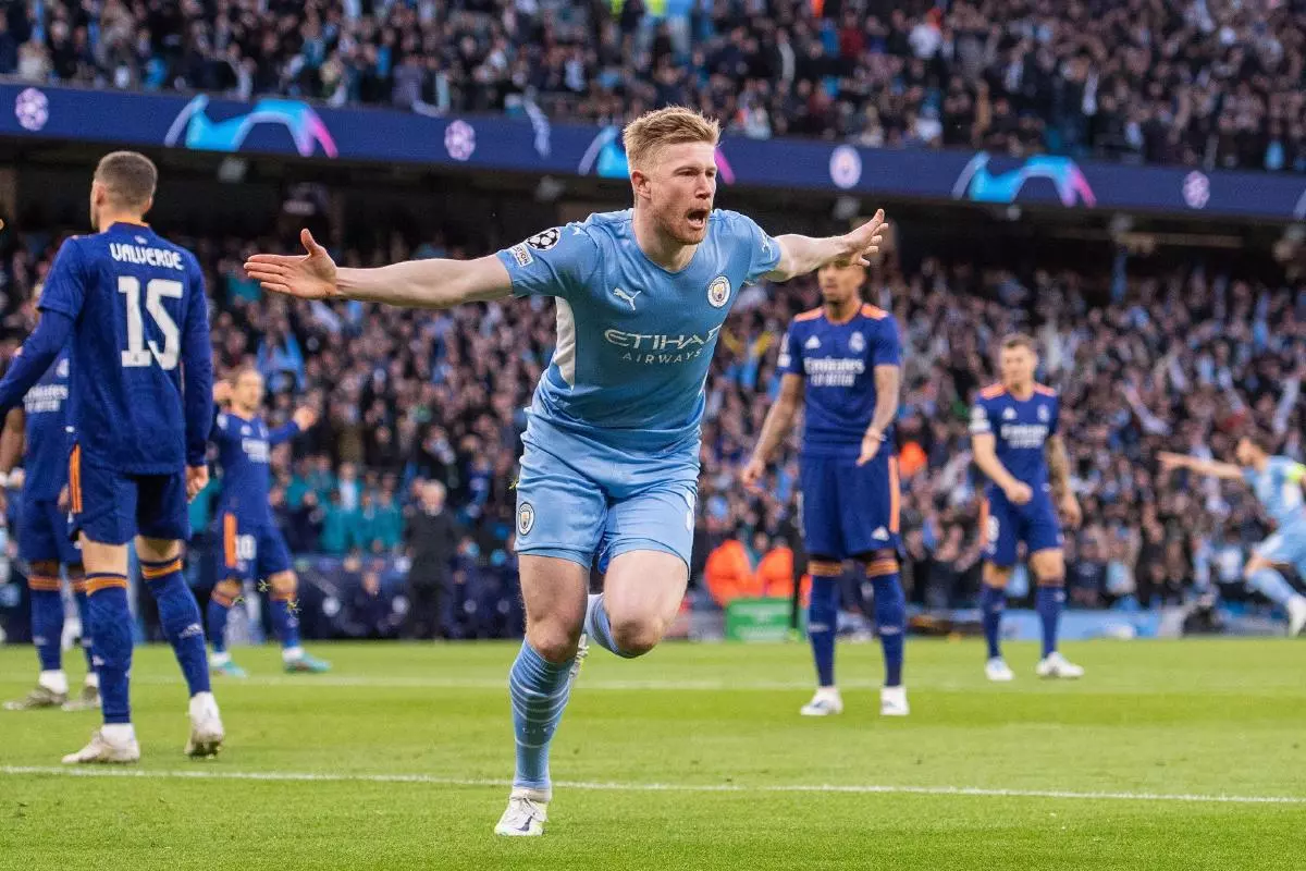 Kevin De Bruyne celebrates vs Real Madrid