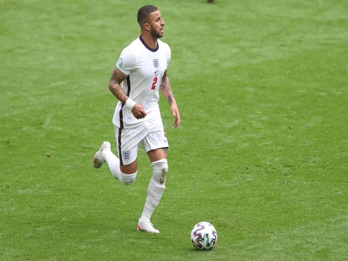 Kyle Walker in action for England against Germany, Euro 2020