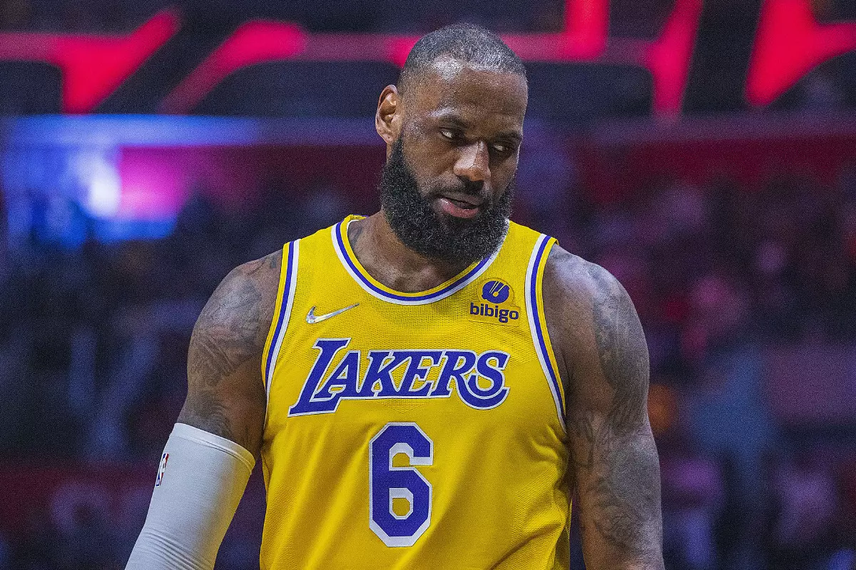 LeBron James #6 of the Los Angeles Lakers during their NBA game