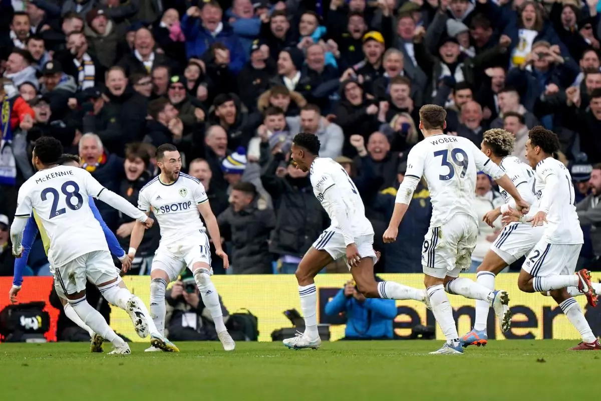 Leeds United's Junior Firpo celebrates scoring