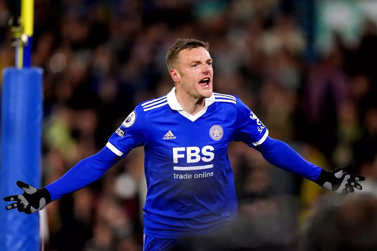 Leicester City's Jamie Vardy celebrates scoring