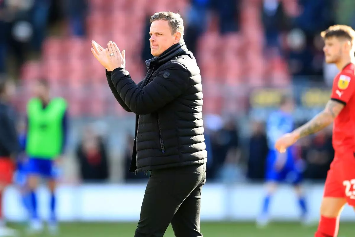 Leyton Orient manager, Richie Wellens applauding fans during the EFL Sky Bet League 2 match between Leyton Orient and Harrogate - April 2023