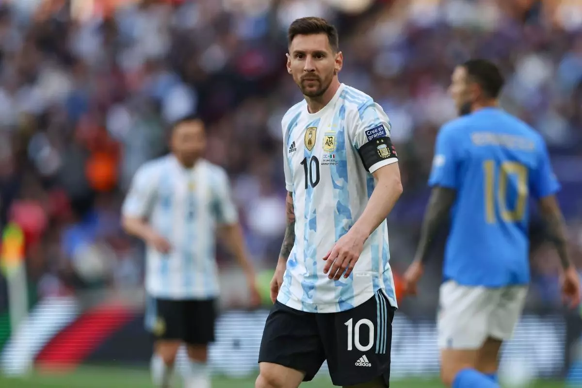 Lionel Messi of Argentina looks on
