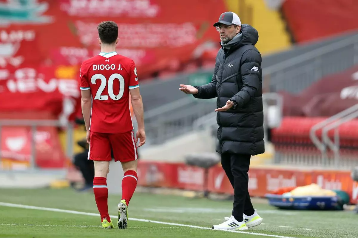 Liverpool manager Jurgen Klopp and Diogo Jota