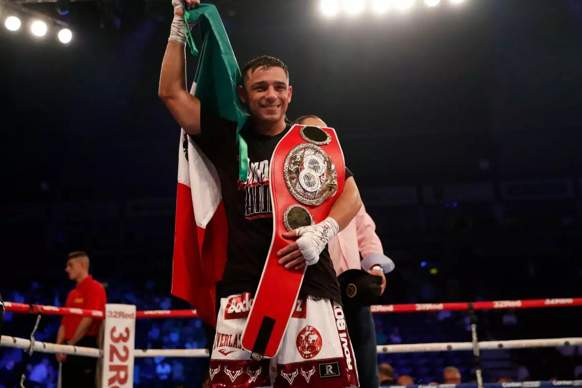 Luis Alberto Lopez with the IBF world featherweight title after defeating Michael Conlan - May 2023