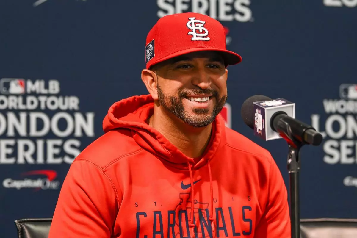 Manager of the St. Louis Cardinals Oliver Marmol during the press conference ahead of the 2023 MLB London Series - June 2023
