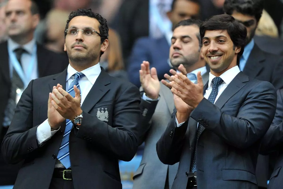 Manchester City owner Sheikh Mansour with chairman Khaldoon Al Mubarak
