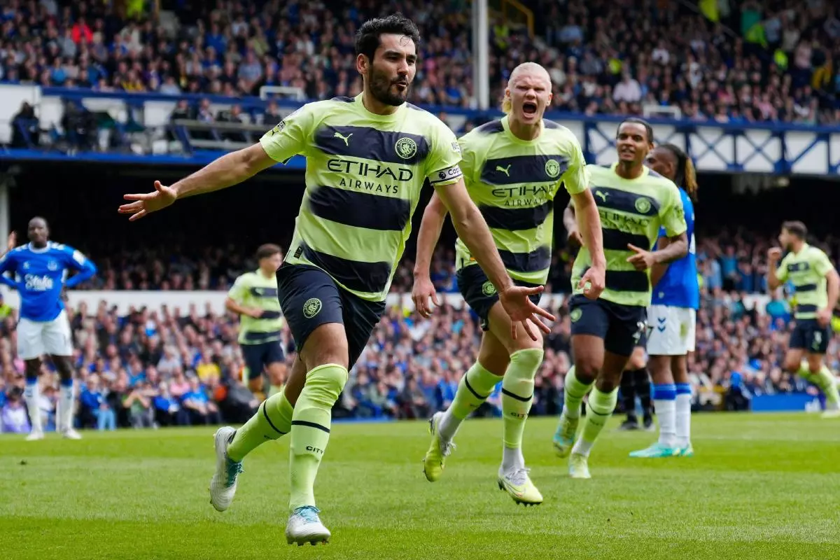 Manchester City's Ilkay Gundogan celebrates after scoring