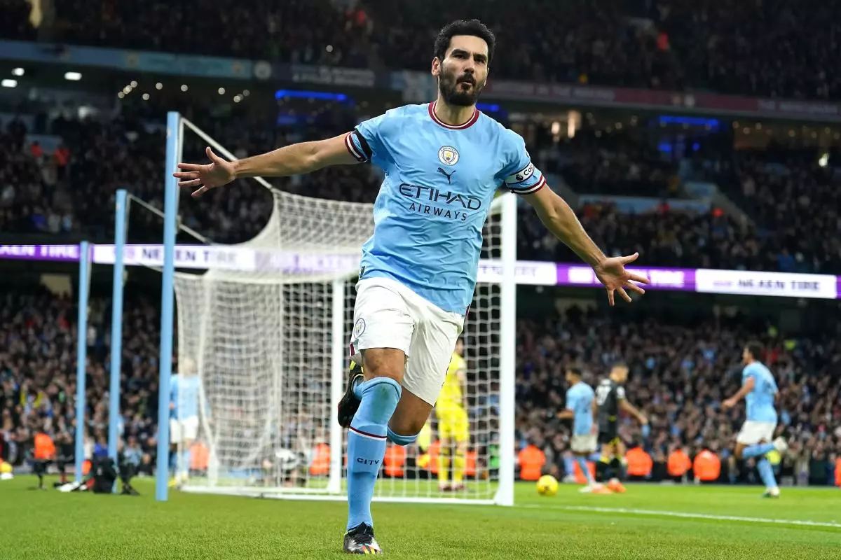 Manchester City's Ilkay Gundogan celebrates scoring