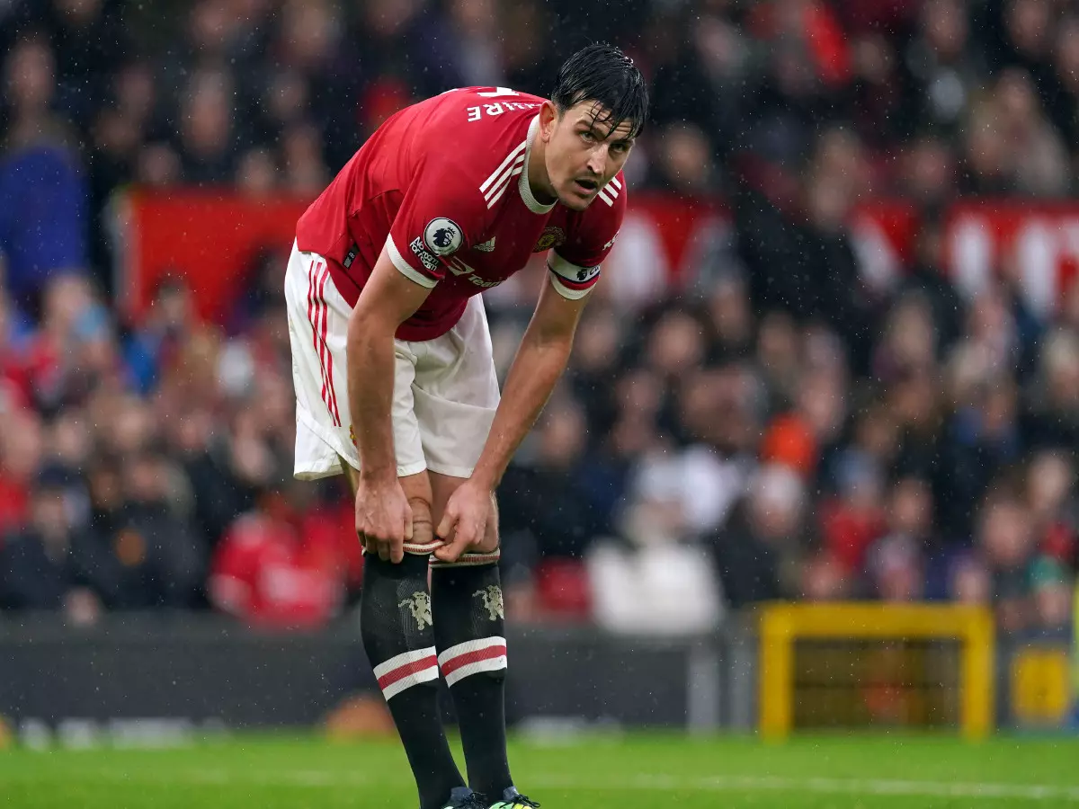 Harry Maguire looks on frustrated as Manchester United draw with Southampton