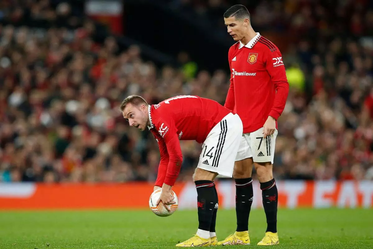 Manchester United's Christian Eriksen and Cristiano Ronaldo