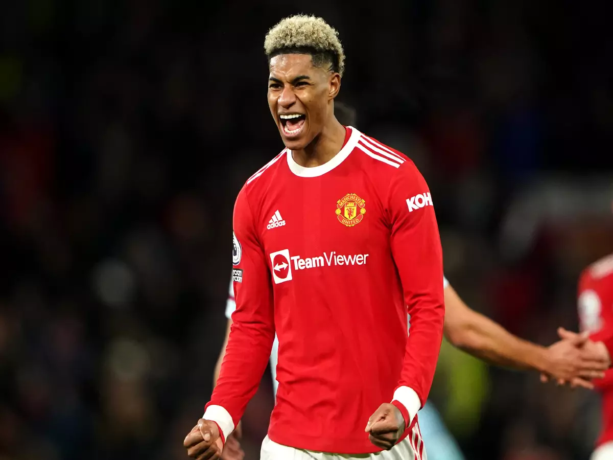 Manchester United's Marcus Rashford celebrates after the Premier League match at Old Trafford, Manchester.