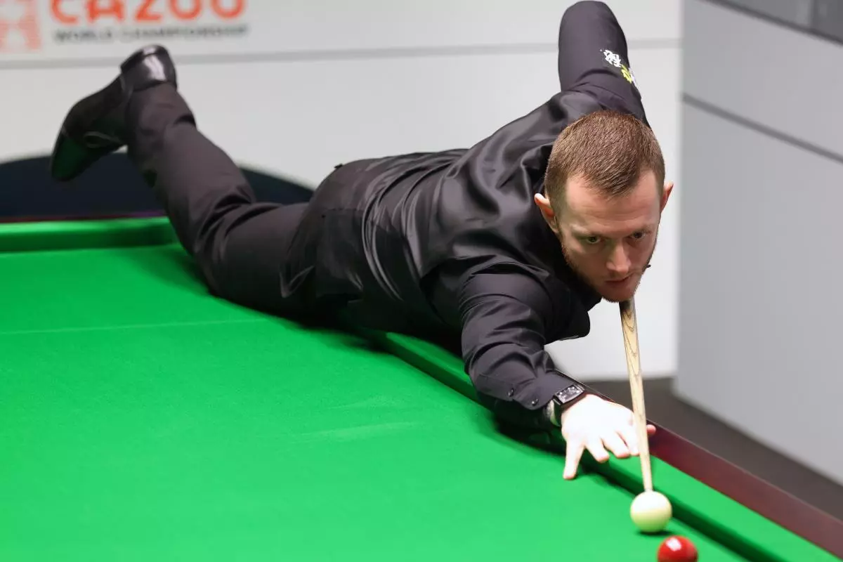 Mark Allen during the match against Stuart Bingham on day seven of the Cazoo World Snooker Championship at the Crucible Theatre - April 2023