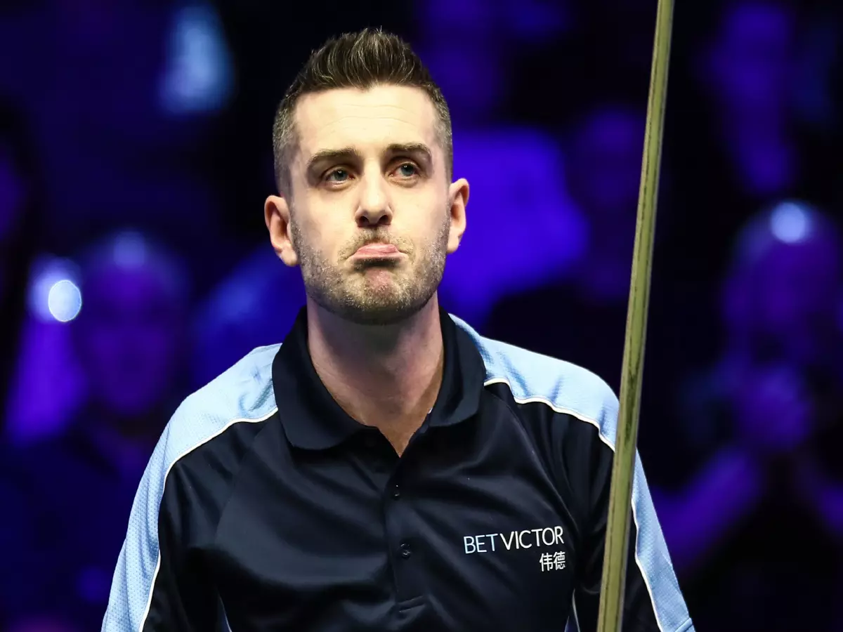Mark Selby of England considers a shot to Sunny Akani of Thailand at the first round of 2020 Snooker Shoot Out in Watford, the United Kingdom, 20 February 2020. Mark Selby of England was defe
