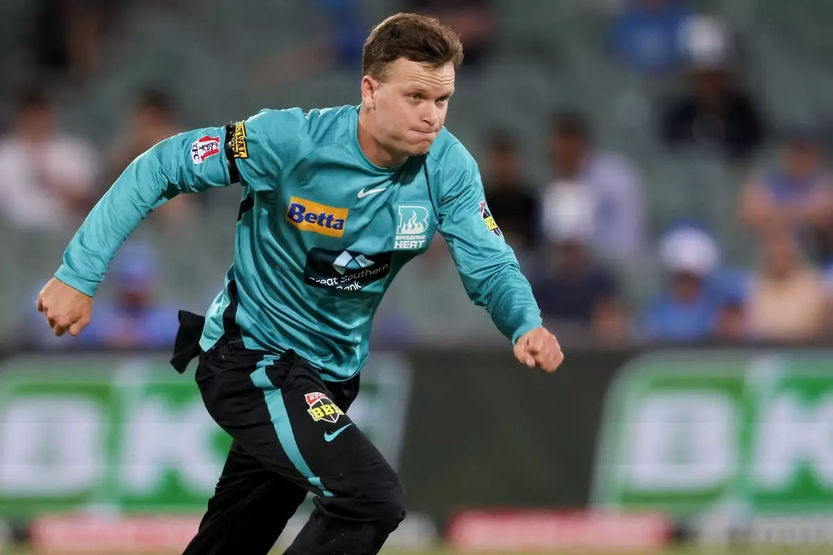 Matt Kuhnemann of Brisbane Heat fielding during the Big Bash League - March 2023