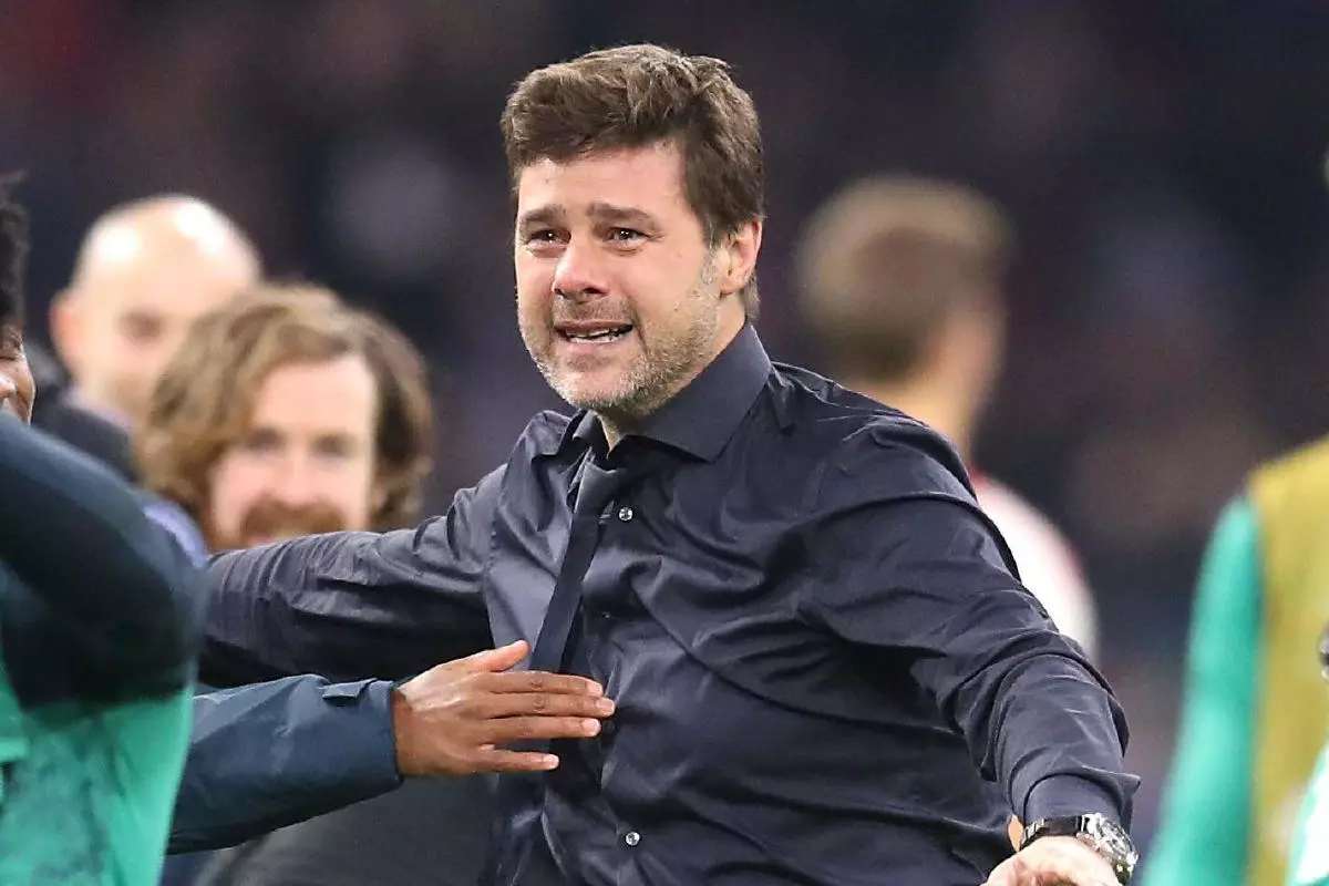 Mauricio Pochettino crying after Spurs beat Ajax