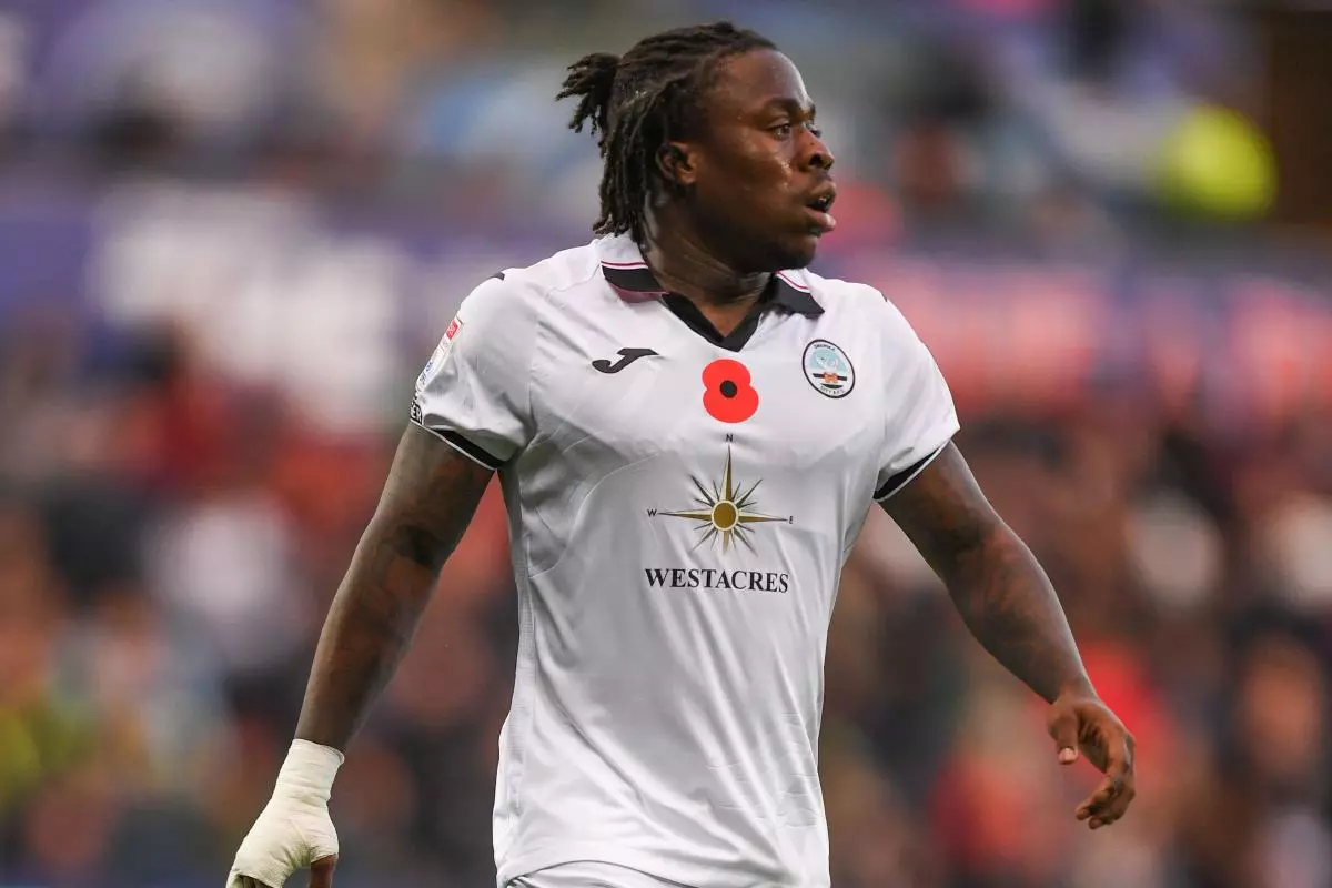 Michael Obafemi #9 of Swansea City during the Sky Bet Championship match