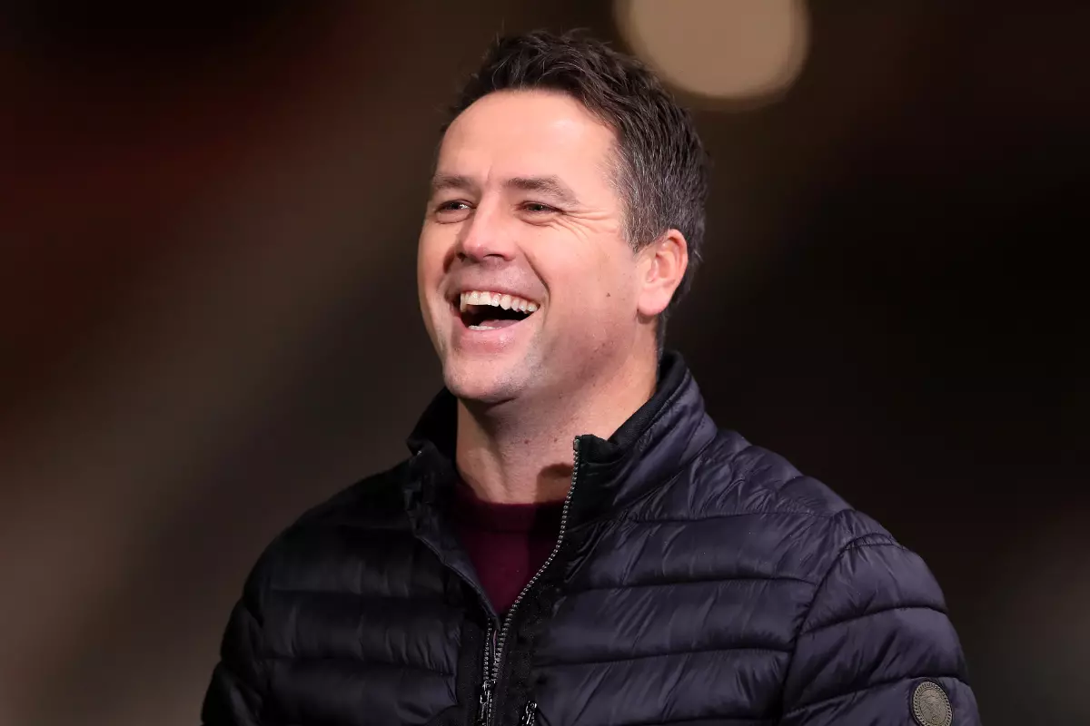 Former England player Michael Owen commentators for BT Sport prior to kick-off during the UEFA Euro U21 Qualifying match at Molineux, Wolverhampton.