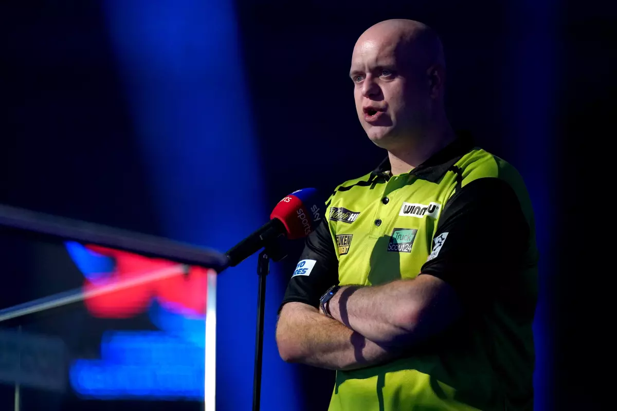 Michael van Gerwen is interviewed following his victory over Ricky Evans during day ten of the William Hill World Darts Championship at Alexandra Palace, London.