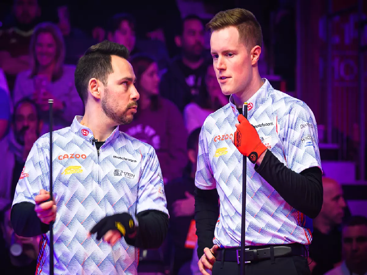 Chris Reinhold and Tyler Styer of Team USA in the Mosconi Cup