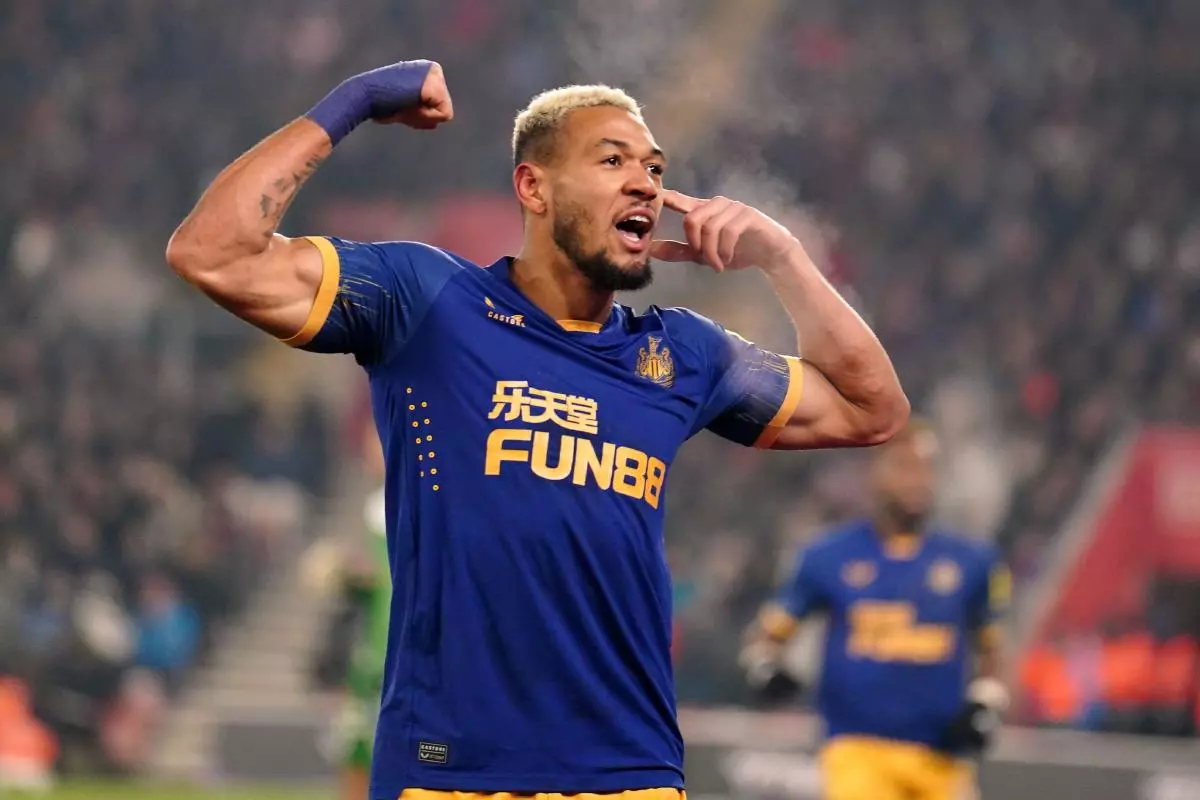 Newcastle United's Joelinton celebrates scoring v Southampton