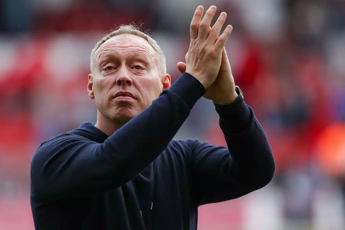 Nottingham Forest manager Steve Cooper celebrates at the final whistle