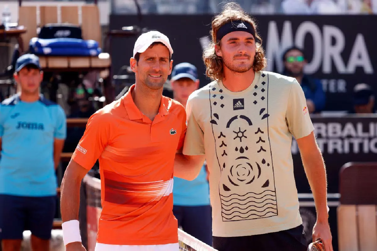 Novak Djokovic and Stefanos Tsitsipas - May 2022
