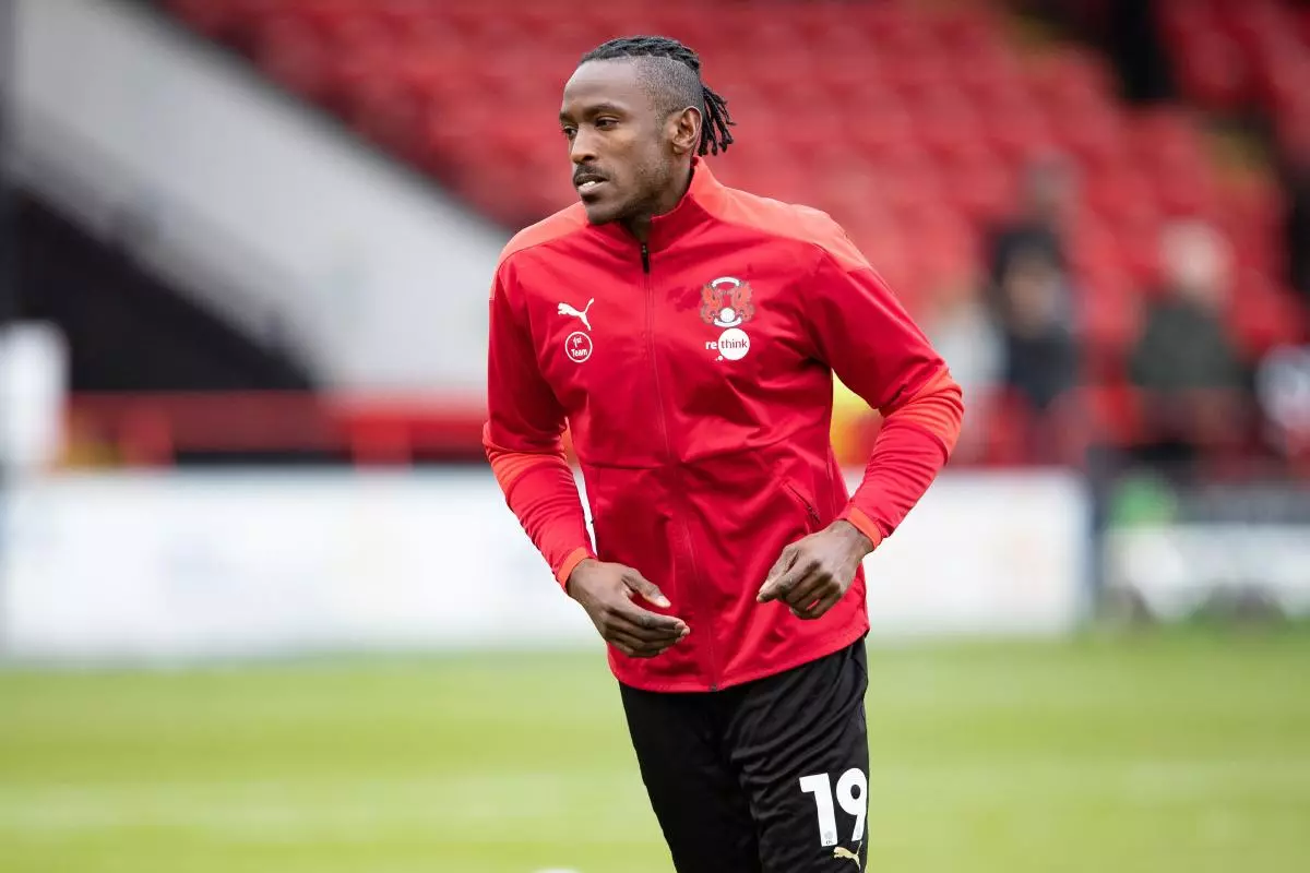 Omar Beckles of Leyton warms up before the Sky Bet League 2 match between Walsall and Leyton Orient - Feb 2023