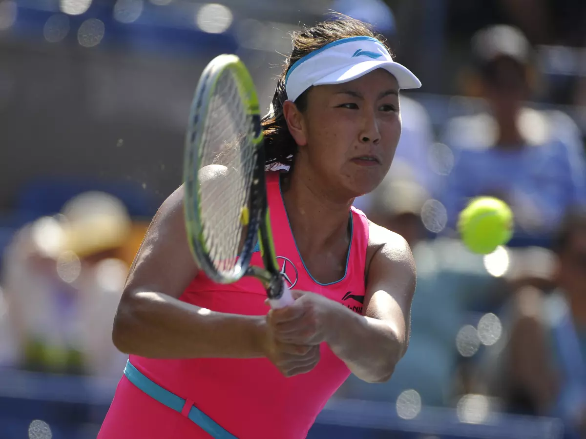 Shuai Peng from China in action during her semi final round match on day 13 of the US Open