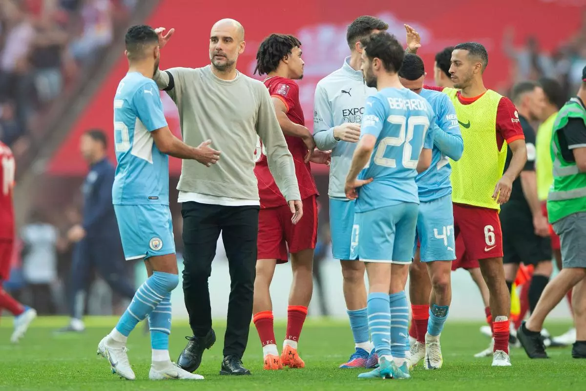 Pep Guardiola manager of Manchester City during the Emirates FA Cup Semi-Final