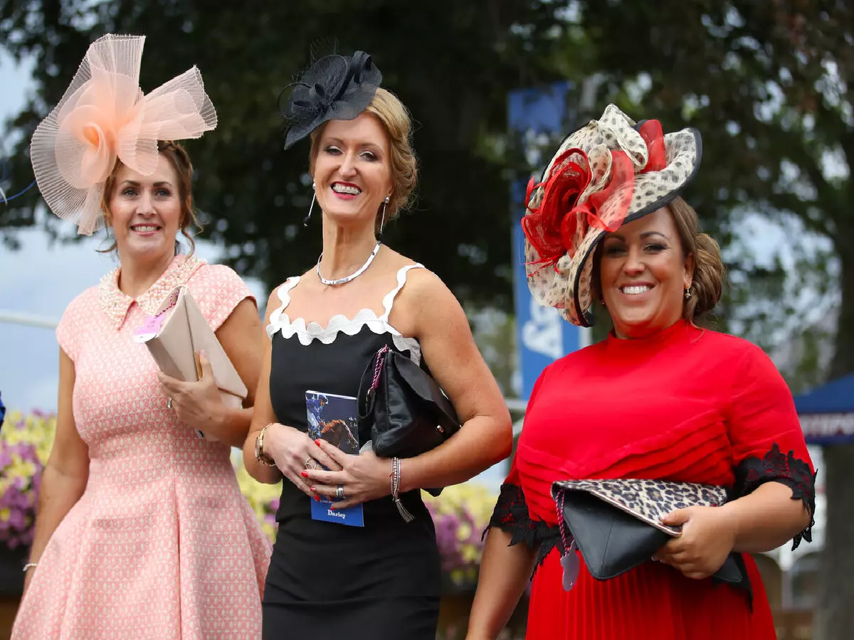 Racegoers arriving for Darley Yorkshire Oaks & Ladies Day of the Yorkshire Ebor Festival at York Racecourse.