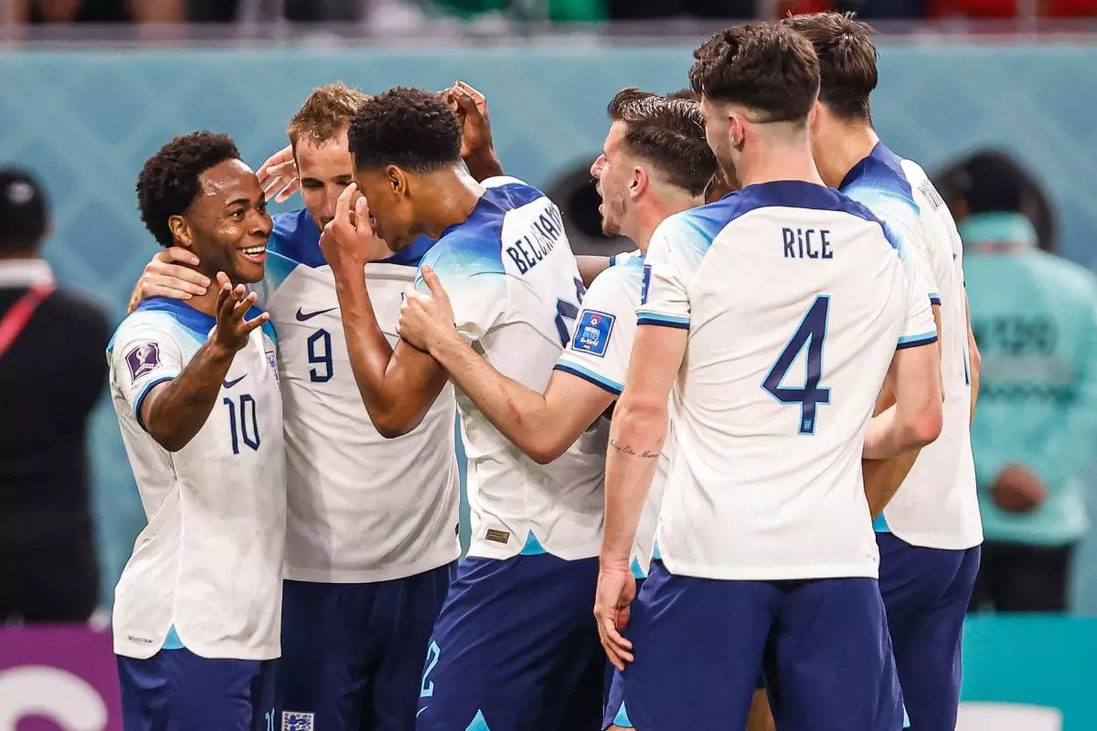 Raheem Sterling and England celebrate