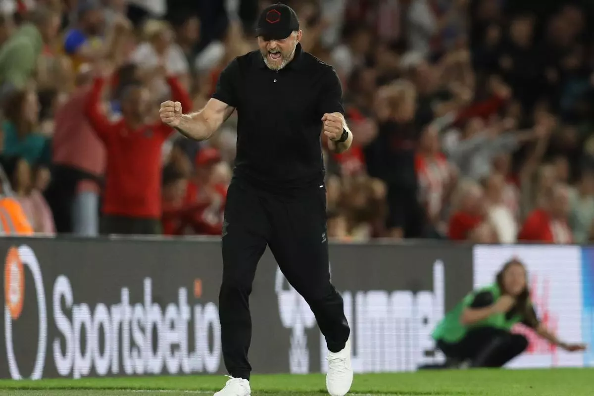 Ralph Hasenhuttl, Manager of Southampton celebrates