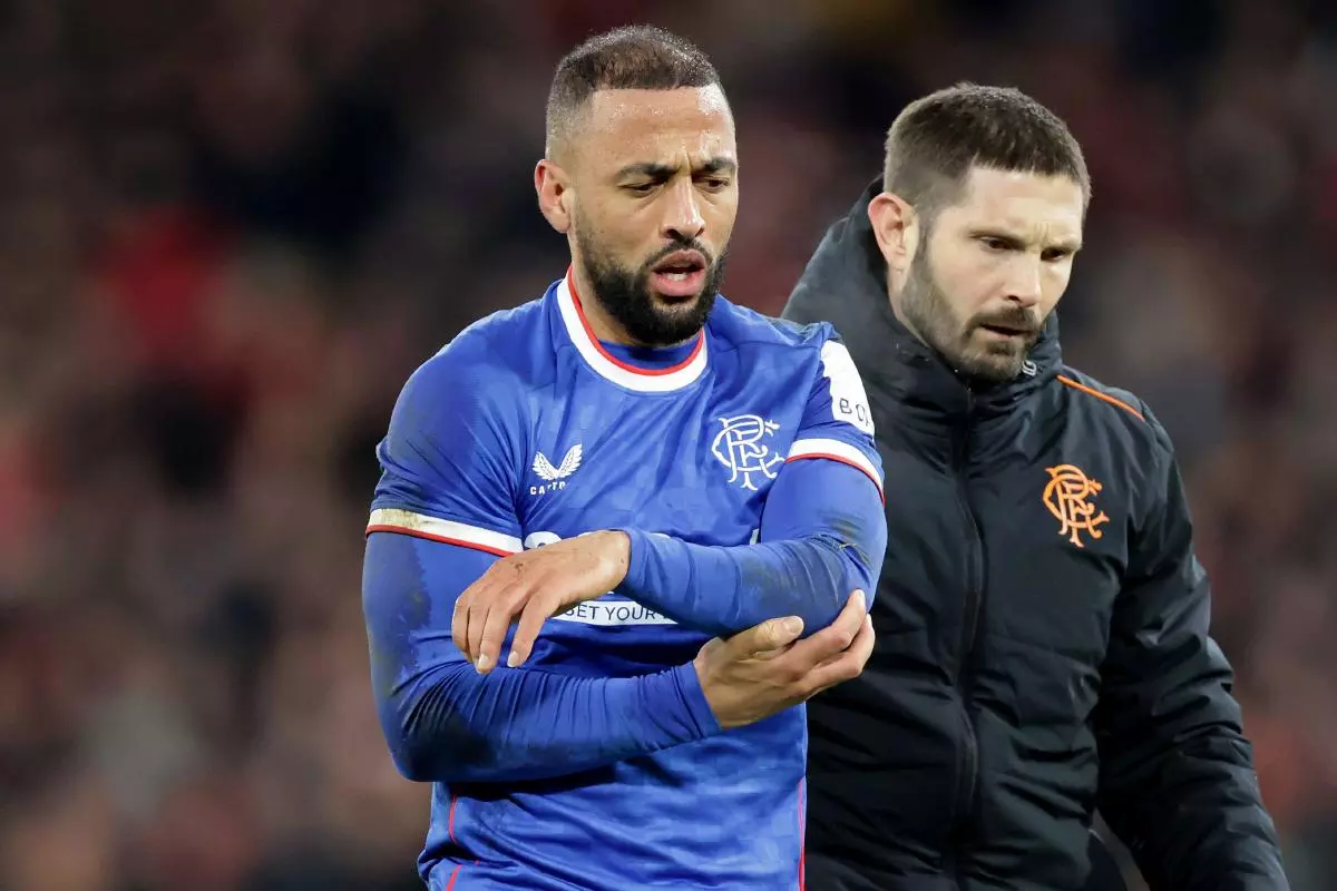 Rangers' Kemar Roofe receives medical treatment for shoulder injury