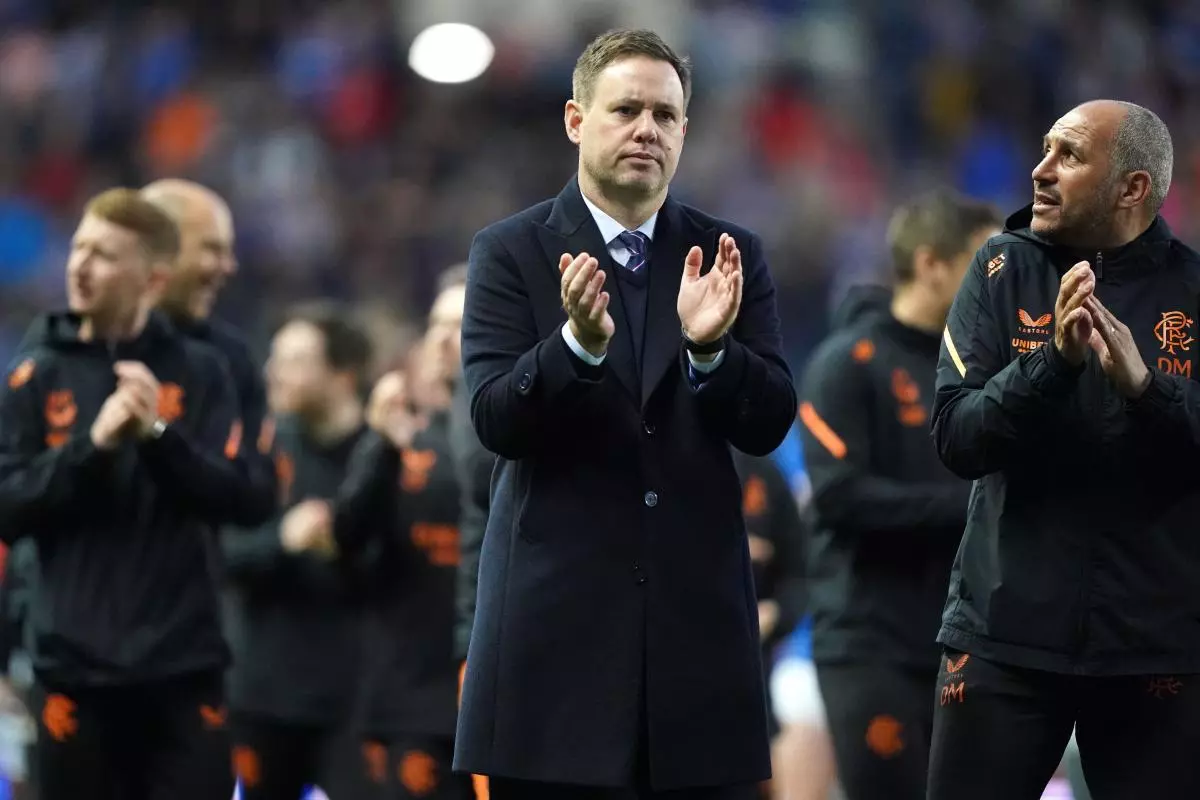 Rangers manager Michael Beale applauds the fans following the cinch Premiership - May 2023