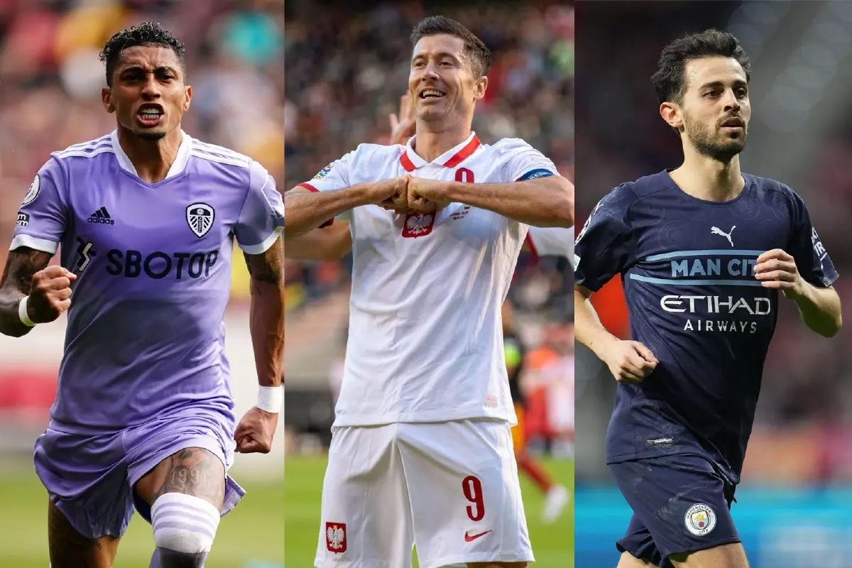 Raphinha, Robert Lewandowski and Bernardo SIlva