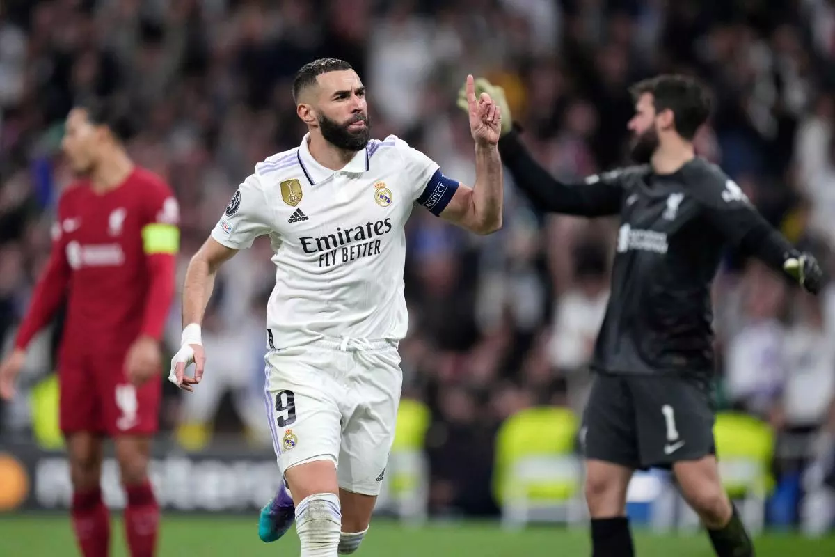 Real Madrid's Karim Benzema celebrates after scoring