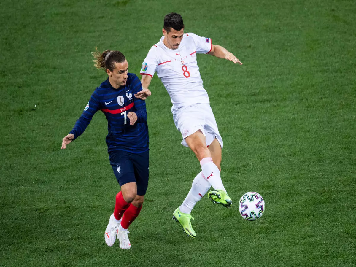 EURO 2020 France Switzerland, 8 Remo Freuler Switzerland vs Antoine Griezmann France Bucharest Bucuresti Romania.