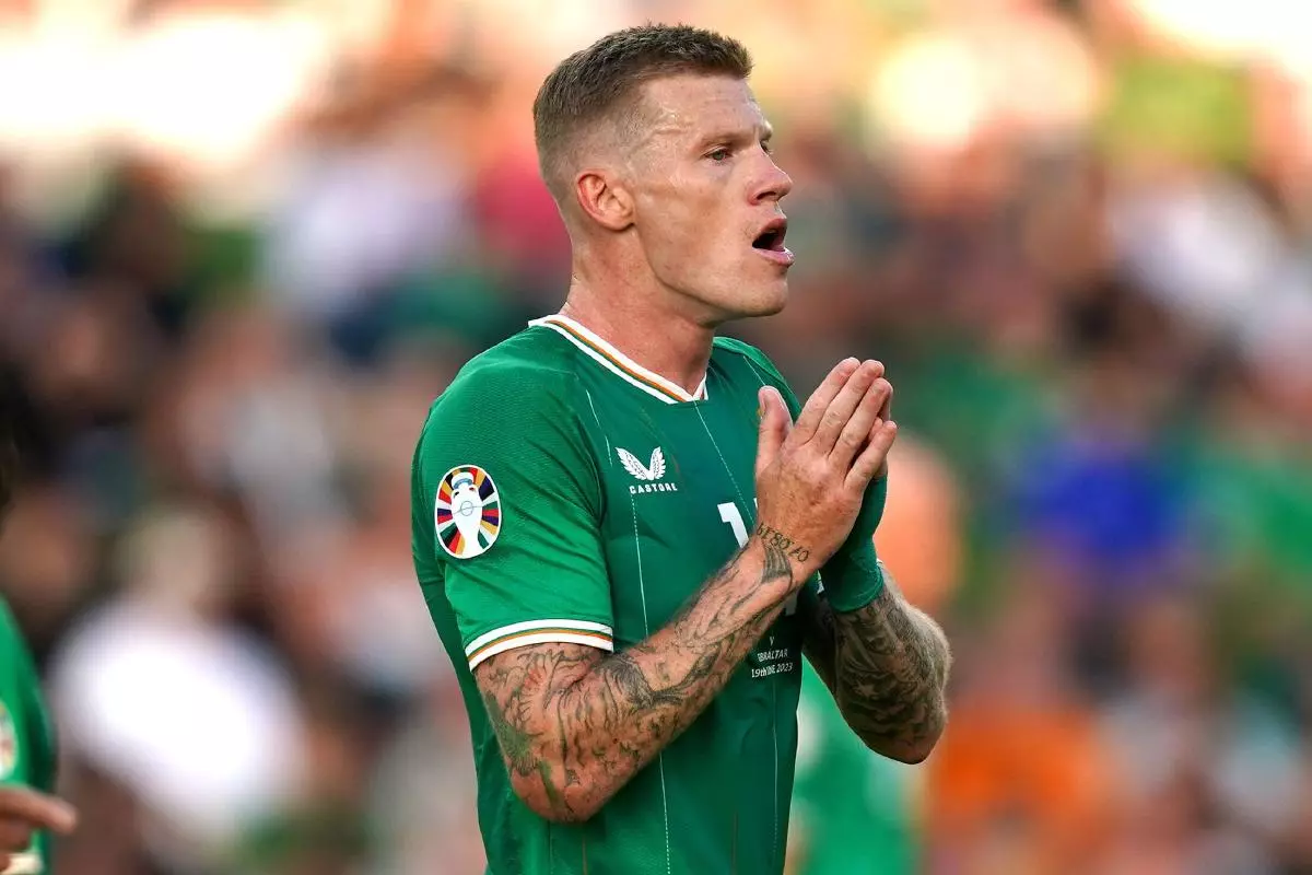 Republic of Ireland's James McClean rues a missed chance during the UEFA Euro 2024 Qualifying - June 2023