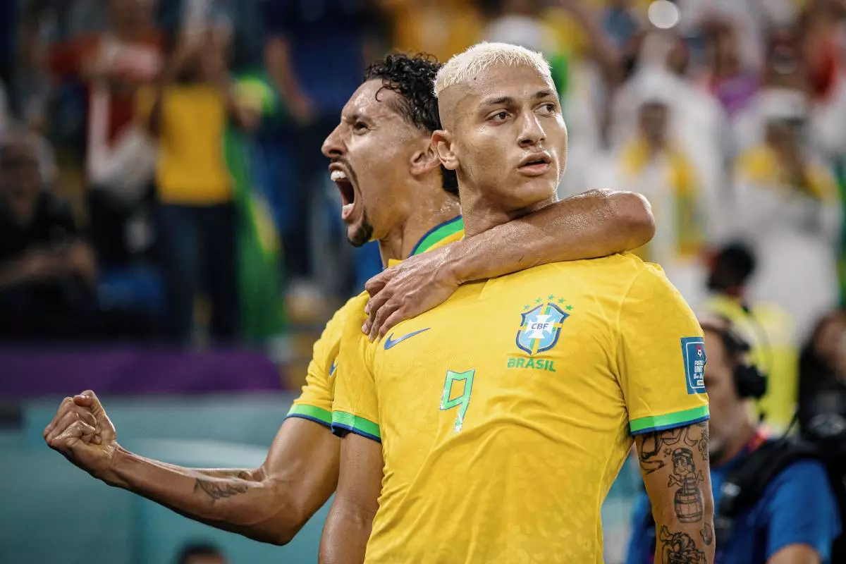 Richarlison of Brazil celebrates after scoring a goal during the match
