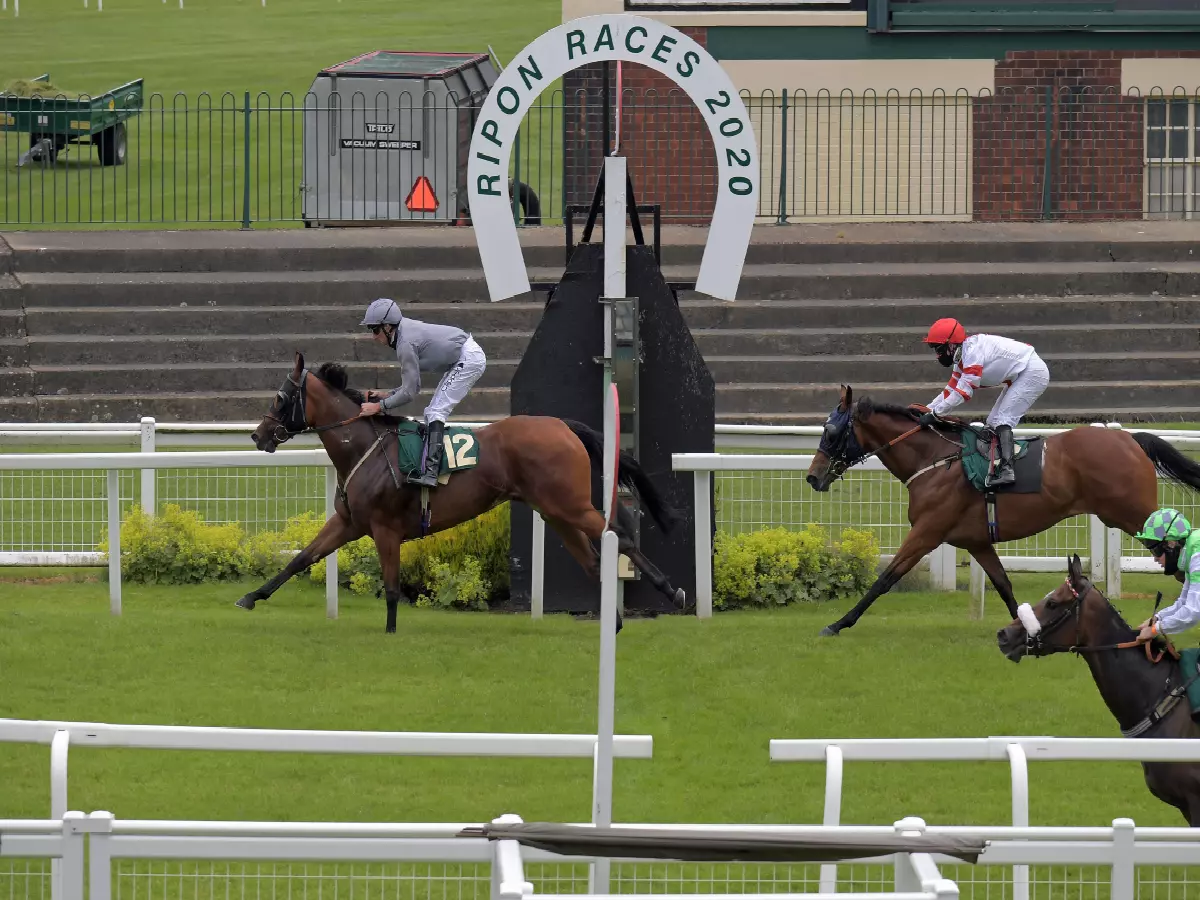 Daniel Tudhope rides Silent Agenda t the Watch Sky Sports Racing In HD Handicap at Ripon Racecourse, July 8, 2020